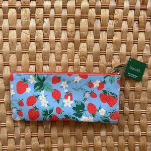 NWT Ban.do Strawberry and Flower Print Pencil Pouch / Case